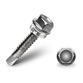 HXJDAM Trapezoidal Sheet Metal Screws Self-Tapping Screws M6.3 x 25 mm 410 Stainless Steel Self Tapping Screws Hexagonal Screws Drilling Screws Stainless Steel Metal Roofing Screws Pack of 100