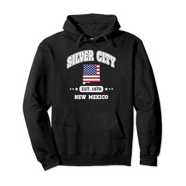 Silver City New Mexico NM Athletic Throwback American Flag Pullover Hoodie