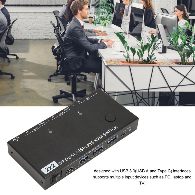DisplayPort KVM Switch 2 In 2 Out 8K 30Hz 4