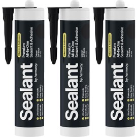 Jet Black Kitchen Bathroom Hybrid Polymer Sealant Adhesive 13.1oz All in One Waterproof Weatherproof Joint Paintable Indoor Outdoor Bath Shower Sink Window Board Door RV Roof Wood Leak - 3 Pack