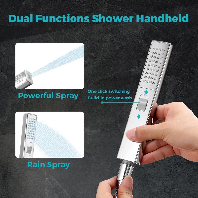 Shower Head, 12" Luxurious All Metal Rectangular Rain Shower Head