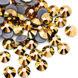 Jollin 2880pcs Hotfix Crystal Flat Back Rhinestones Glass Diamonds for Crafts Crafts Decorations Clothes Shoes 3.2mm SS12 Gold Hematite