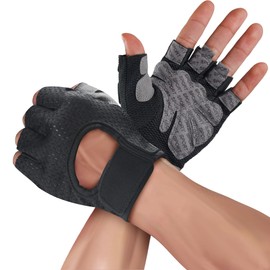 Fitness Handschuhe Trainingshandschuhe Herren Damen, Fingerlose Gym Handschuhe mit Rutschfester Silikon, Atmungsaktive Sporthandschuhe für Crossfit, Bodybuilding, Radsport, Gym Workout, Krafttraining