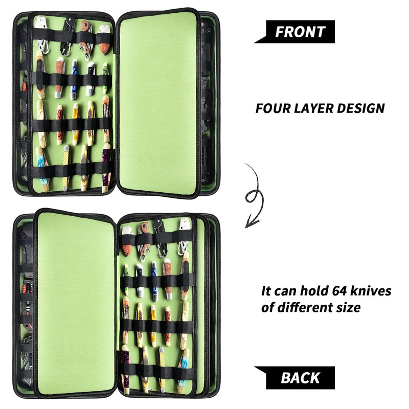 Display Case for 66+ Pocket Knives. Folding Holder, Butterfly Storage