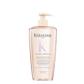 Kérastase Gloss Absolu Refillable Shampoo for All Hair Types, with Glycolic Acid, Hyaluronic Acid & Wild Rose 500ml