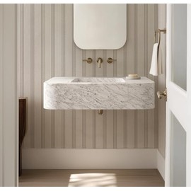 RollsRolla Modern Brown and White Striped Peel and Stick Wallpaper, Removable, French Country Style, Textured Wall Compatible, Stick on Wallpaper for Bathroom and Bedroom (Brown)
