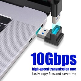Gbformat USB to USB 3.1 Angled Connector 90 Degree Adapter 10Gbps 5V @ 3A Adapter USB to USB Compatible with Phone Laptop Tablet Pack of 2