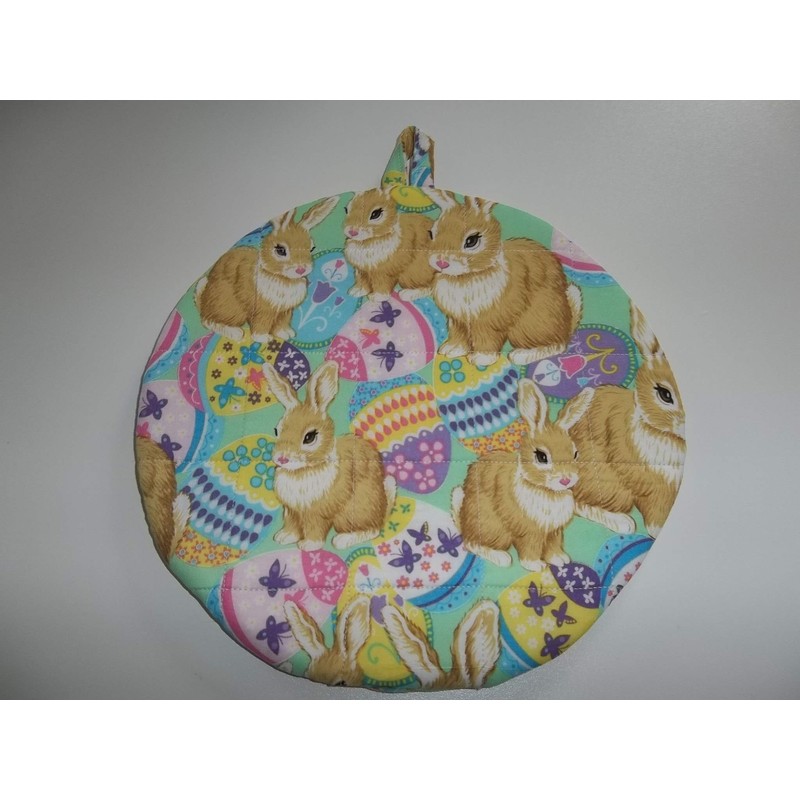 Pot Holders Heat Resistant Easter Bunnies Colorful Easter Eggs Potholders