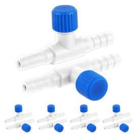 Aquarium Air Valve, 10 Pcs Aquarium Air Pump Control Valves T Shaped Single Way Plastic Air Flow Control Regulator Aquarium Air Pump Accessories for Fish Tank 3/16" ID Tubing (Blue White)