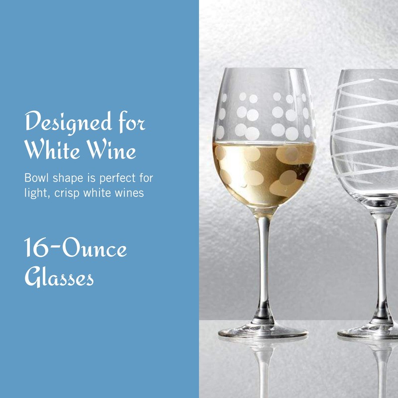 Mikasa Cheers White Wine Glasses Set of 4, 16-Ounce Elegant