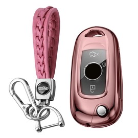 KUNIO Folding Car Key Fob Cover fit for Vauxhall Astra K Corsa E fit for Buick Verano Encore GX GL6 2018-2020 Key Cover TPU Key Fob Key Cover A Pink