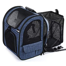 Pecute Pet Carrier Backpack, Dog Carrier Backpack, Expandable with Breathable Mesh for Small Dogs Cats Puppies, Pet Backpack Bag for Hiking Travel Camping Outdoor Hold Pets Up to 18 Lbs