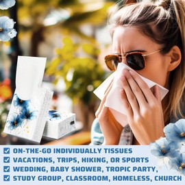 Therwen 100 Pack Pocket Tissues Travel Packs Bulk 1000 Sheet Mini Tissues Bulk 3 Ply Small Travel Size Paper Individual Pocket Size