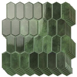 Art3d 10-Sheet Heavy-Duty Peel and Stick Backsplash, Self-Adhesive Vinyl Wall Tiles for Kitchen Countertop Bathroom, Green