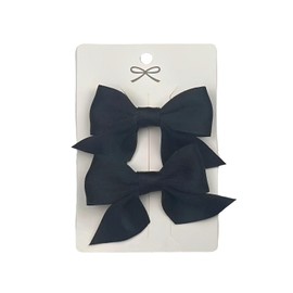 SEVENHEAD Bow Hair Clips Black 1 Pair 2.16 inch Baby Fully Covered Barrettes Solid Color Grosgrain Ribbon Accessories for Baby Girls Infants and Toddlers
