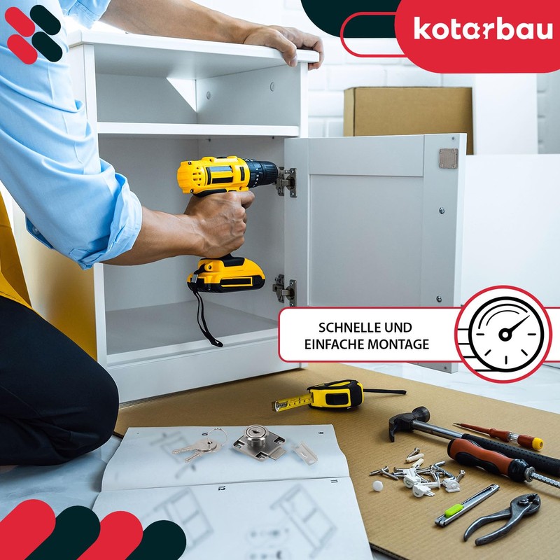 KOTARBAU® Set of 2 Furniture Locks for Screw-On Furniture Doors