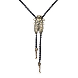 COOLLA Bolo tie- Handmade Western Cowboy Black Vintage Cicada Pendant for Women,Men (Black)