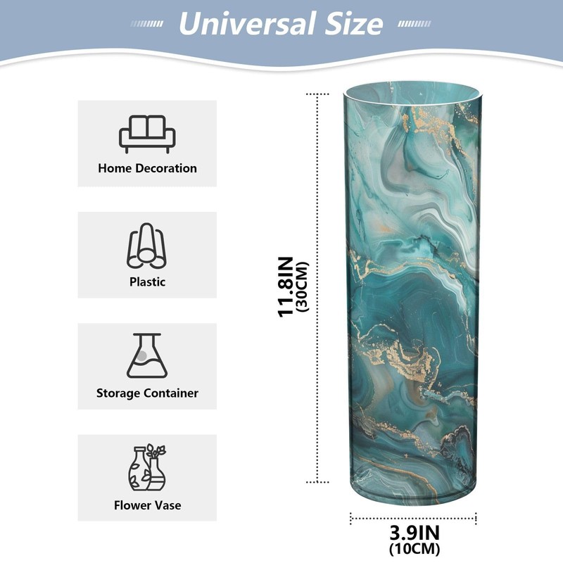 ALAZA Teal Blue Marble Flower Vases for Home Decor Kitchen