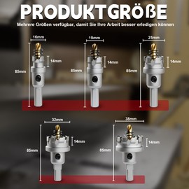 CSOOM Upgrade Short Carbide Hole Saw, Pack of 5, TCT Hole Cutter, Stainless Steel and Metal Mesh are the Ideal Choice