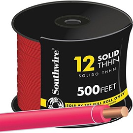 12 Solid Building Wire, Red, 500-Ft.