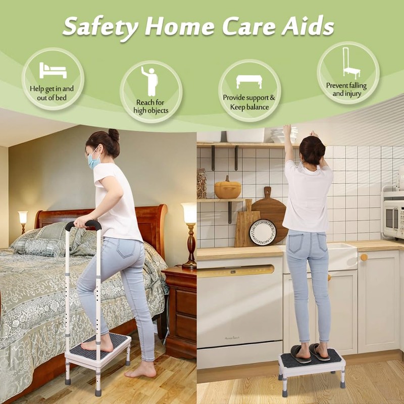 Medical Step Stool with Handle for Elderly Bed Steps for