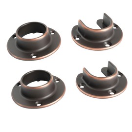 Soporte para barra de clóset, paquete de 4 unidades de metal resistente, soporte de extremo de barra de 1-1/4 pulgadas para cortina de ducha de clóset, enchufe de poste de clóset (bronce aceitado)
