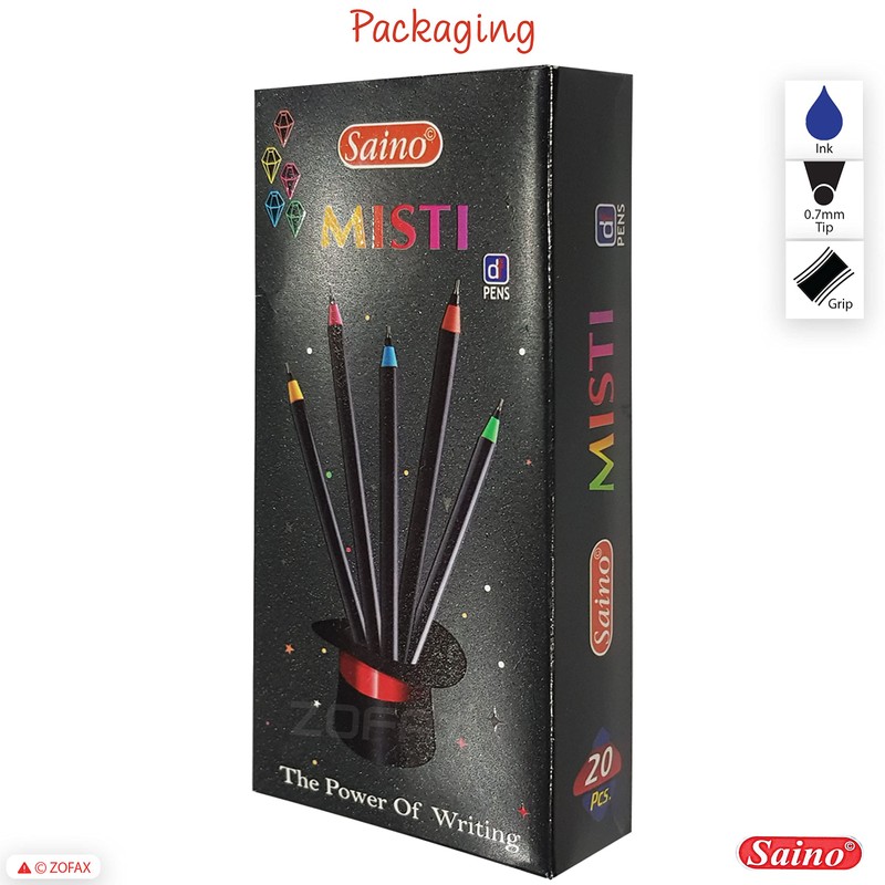 SAINO 20 x 0.7mm Misti BLUE Quality Ballpoint Pens Box