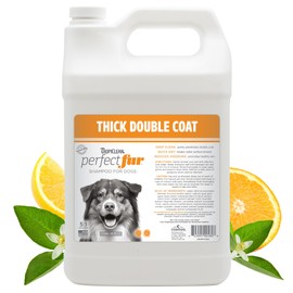 TropiClean PerfectFur Shedding Control Dog Shampoo for Thick Double Coats| 5:1 Concentrated Groomer Gallon| Made in The USA| 1 Gallon