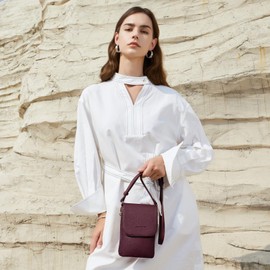 BOSTANTEN Vegan Leather Small Crossbody Bags for Women Designer Cell Phone Bag Wallet Purses Adjustable Strap Burgundy Red