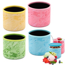 Pack of 4 Ice Cream Neoprene Sleeve for Ninja Creami Deluxe Accessories, Reusable, Insulated Cases for NC501, NC500 Series Ice Maker Container, Colourful Thick Pint Case (680 ml)