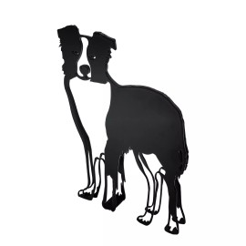 FixtureDisplays 4.3X5.5X0.4" Metal Border Collie Art Small Tabletop Wall Hanging Mount Abstract