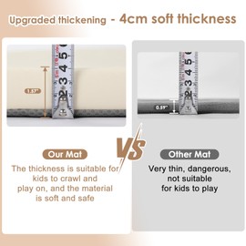 BabyAlly Baby Play Mat 50" X 50",Premium Foam Crawling Mat, Thick & Super Soft Vegan Leather Floor Mat,Non-Slip Cushioned Baby Playmat for Infants, Babies, Toddlers,Mat for Living Room(Cream)