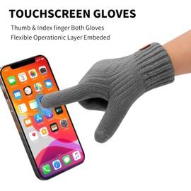 Winter Gloves for Women Ladies Thermal Touch Screen Gloves with Fleece Lining Soft Warm Knit Glove for Running Ski (Dark Gray, L)