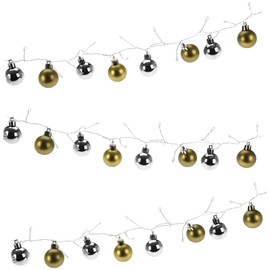 com-four® LED light chain with Christmas balls and timer - illuminated ball garland for an atmospheric Christmas decoration - Christmas decoration for the Christmas tree (gold color + silver color)