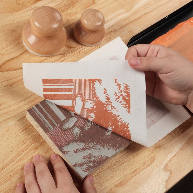 Creative Mark Hand-Held Printmaking Baren, Large 66mm Wooden Block Print