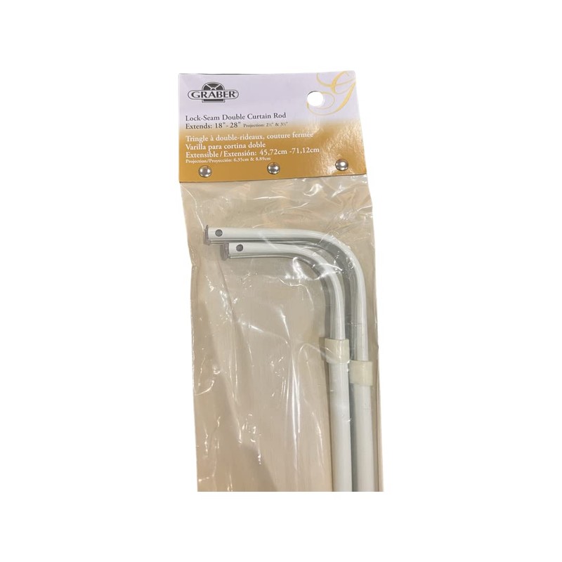 Graber Double Lock Seam Curtain Rod, 18 to 28-Inch Adjustable