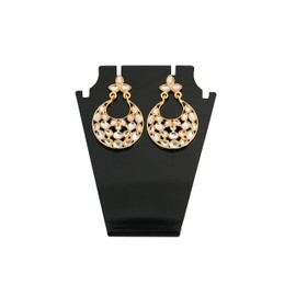 Touchstone Indian bollywood Kundan moon theme chand bali designer jewelry earrings in antique gold tone