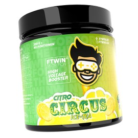 FTWIN HIGH VOLTAGE BOOSTER | For Gamers and E-PORTLERS | Reflex - Focus - Energy - Endurance | 320 g = 40 Servings (320 g, Citro Circus)