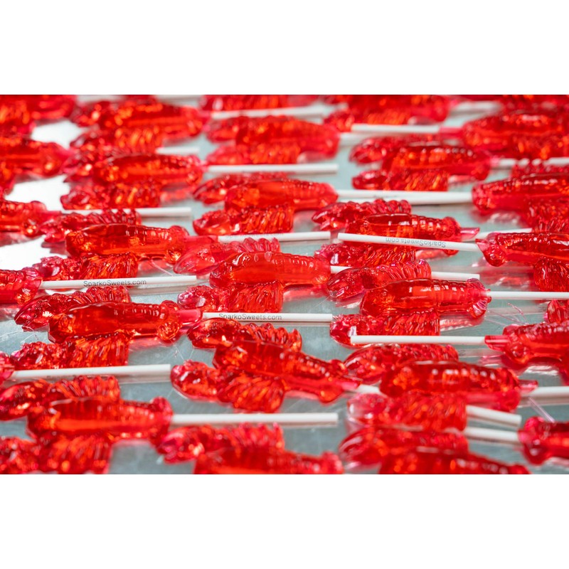 Watermelon Lobster Lollipops, 3.5 inches tall Large Candy, Red, 25