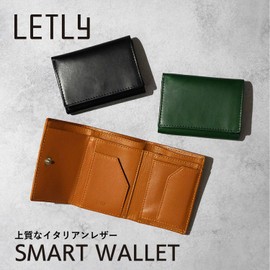 Retry Trifold Men's Mini Wallet, Slim, Genuine Leather, Compact, Large Capacity, Italian Leather, Thin Coin Purse, Bill Holder, Gift, Black