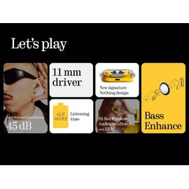 Nothing Ear (a) Wireless Earbuds with ChatGPT Integration, 45dB Hybrid Noise Cancelling, Hi-Res Audio, Advanced Equaliser, Dual Connect, 6 Mics, 42.5H Playtime, Bluetooth 5.3, Yellow