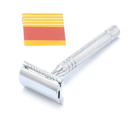 OdontoMed2011 Stainless Steel Open Closed Double Edge Safety Razor With 5 Pcs Double Edge Razor Blades BTS-327