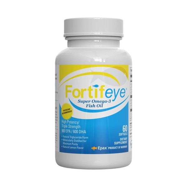 Fortifeye Vitamins Super Omega-3 Fish Oil | Lemon Flavor | Natural Triglyceride, 900 EPA / 600 DHA Per Serving | 30 Servings