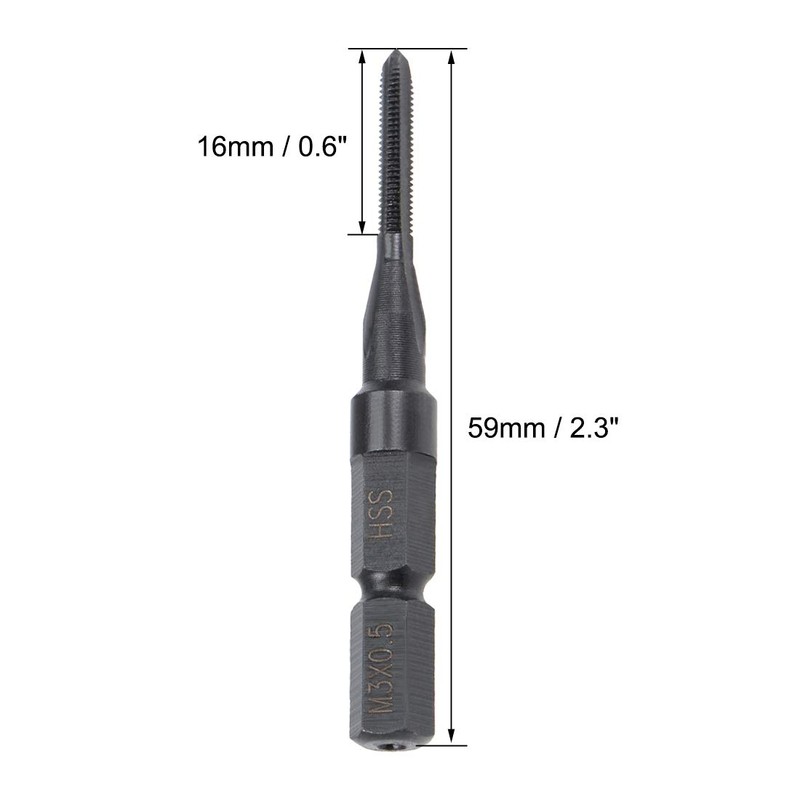 sourcing map Metric Machine Tap M3 Thread 0.5 Pitch H2