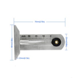 0-30 mm Depth Meter Tire Tread Depth Gauge Tool Stainless Steel Tire Tread Depth Gauge Portable Tyre Tread Checker Digital Tyre Tread Depth Gauge for Truck Caravan Trailer Car Motorcycle Wheel