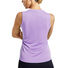 MIER Workout Tank Tops for Women Sleeveless Sun Protection Cool Dry Breathable Athletic Yoga Shirts, Purple, L