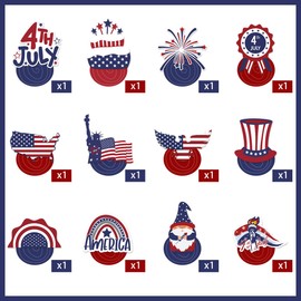 4th of July Decorations，Kaluofan 24 PCS 4th of July Decorations Outdoor,Independence Day Patriotic Hanging Swirls Decorations for Veterans Labor Presidents Flag Memorial Day Party Suppiles Favors