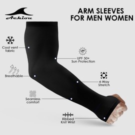 Achiou Arm Sun Sleeves Compression UV Protection Cooling for Men Women Summer Sunblock Basketball Football, Cover Arms Tattoo