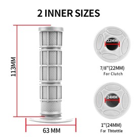 White 7/8" Mini Dirt Bike Grip Motorcycle Handlebar Grips for Honda,Yamaha,Kawasaki,Suzuki,KTM Pit Dirt Bike Motocross Motorcycle Offroad Dirtbike EXC XCF XCW SX SXF TPI SIX Days CRF KLX SSR 125 110