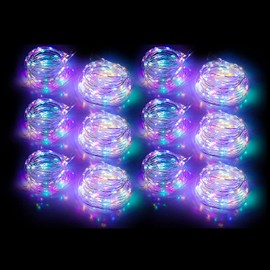 Mandiq 12 Pack Fairy Lights Battery Operated, String Lights 10ft 30 LEDs, Flashing and Constant Light Mode, Silver Wire Mini Lights for Festival, Christmas Decoration, Multicolor…